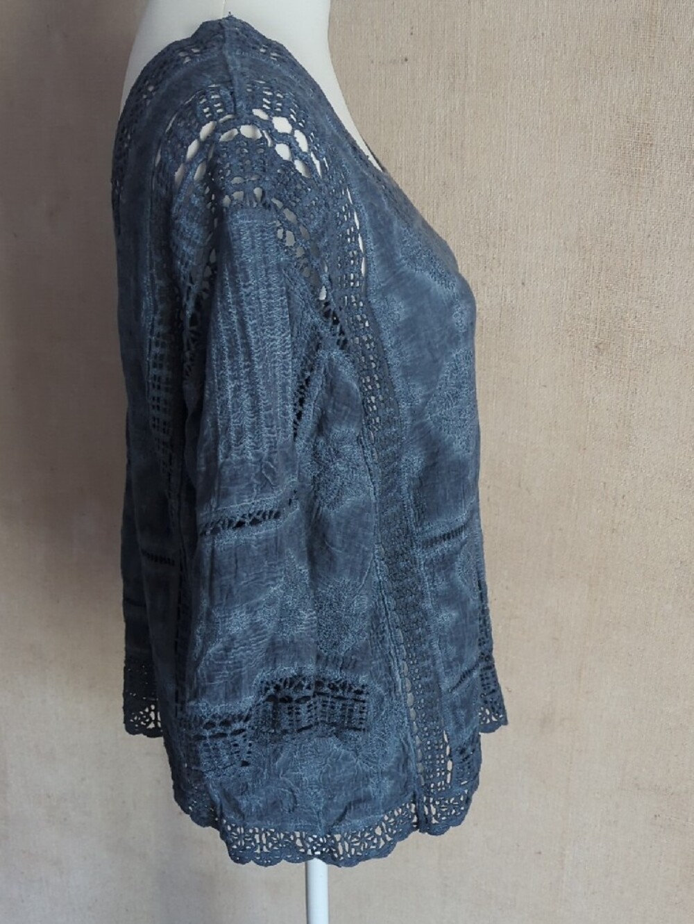 Democracy Crochet-Trim Square Neck Tunic in Slate Blue - Picture 8 of 10